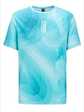 Hugo Boss Teal Blue Graphic Short-Sleeve Tee